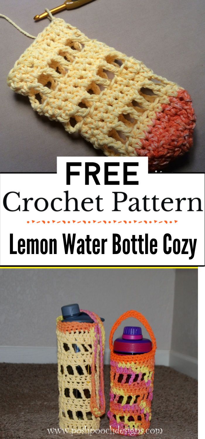 11 Easiest Crochet Water Bottle Holder Free Patterns! - Little