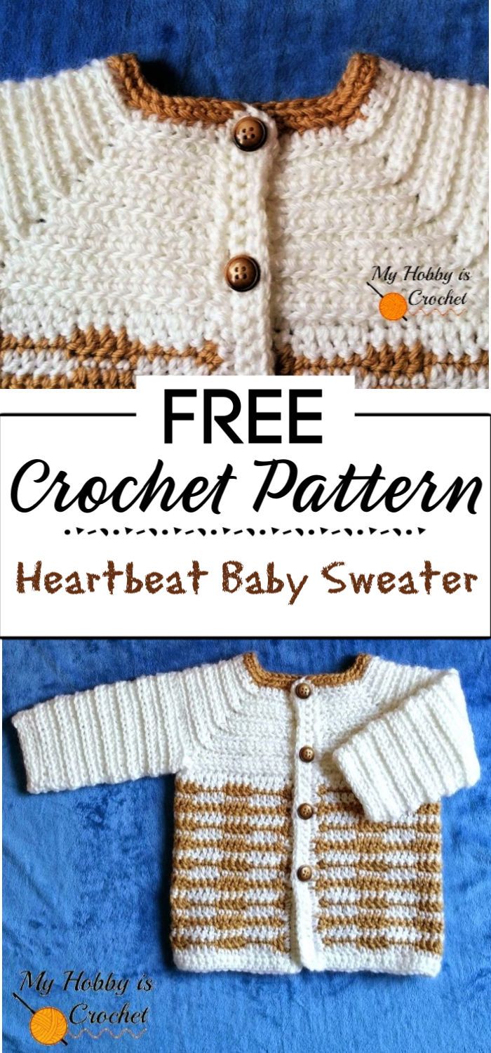 2. Heartbeat Baby Sweater Free Crochet Pattern with Tutorial