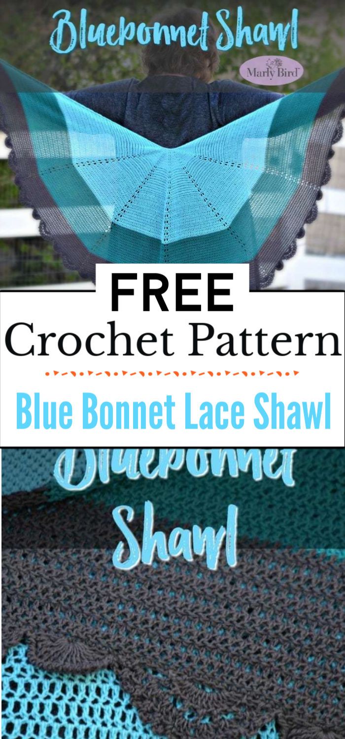 4. Blue Bonnet Crochet Lace Shawl