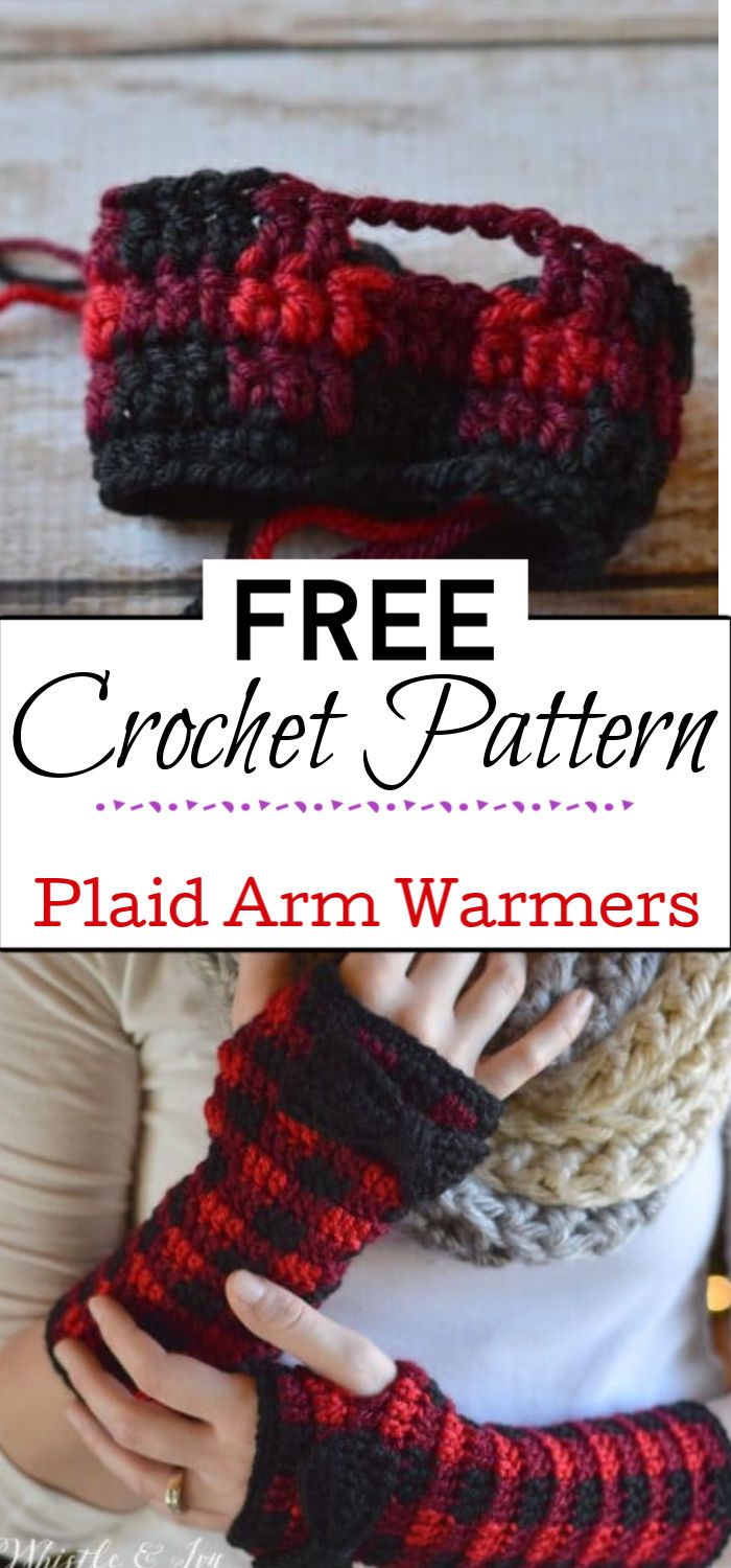 4. Crochet Plaid Arm Warmers Free Crochet Pattern