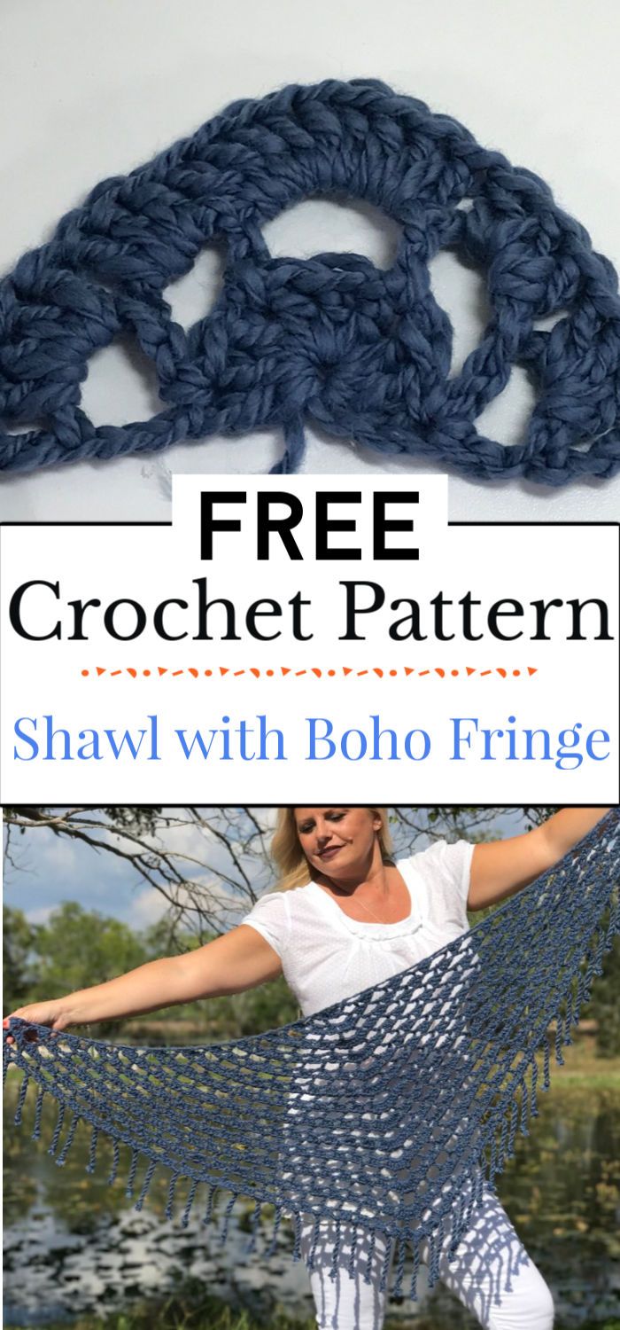 6. Crochet Shawl with Boho Fringe