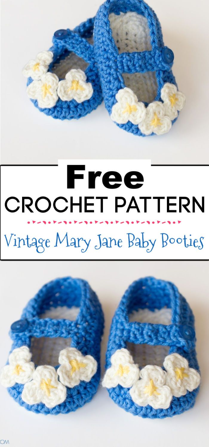 6. Vintage Mary Jane Baby Booties Crochet Pattern
