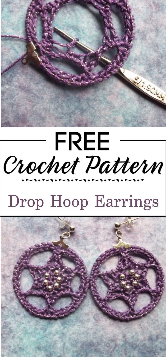 7. Crocheted Drop Hoop Earrings.