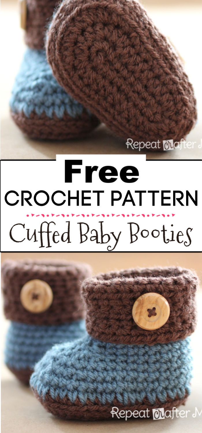 8. Crochet Cuffed Baby Booties Pattern