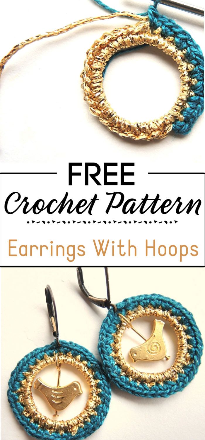 8. Earrings With Crocheted Hoops