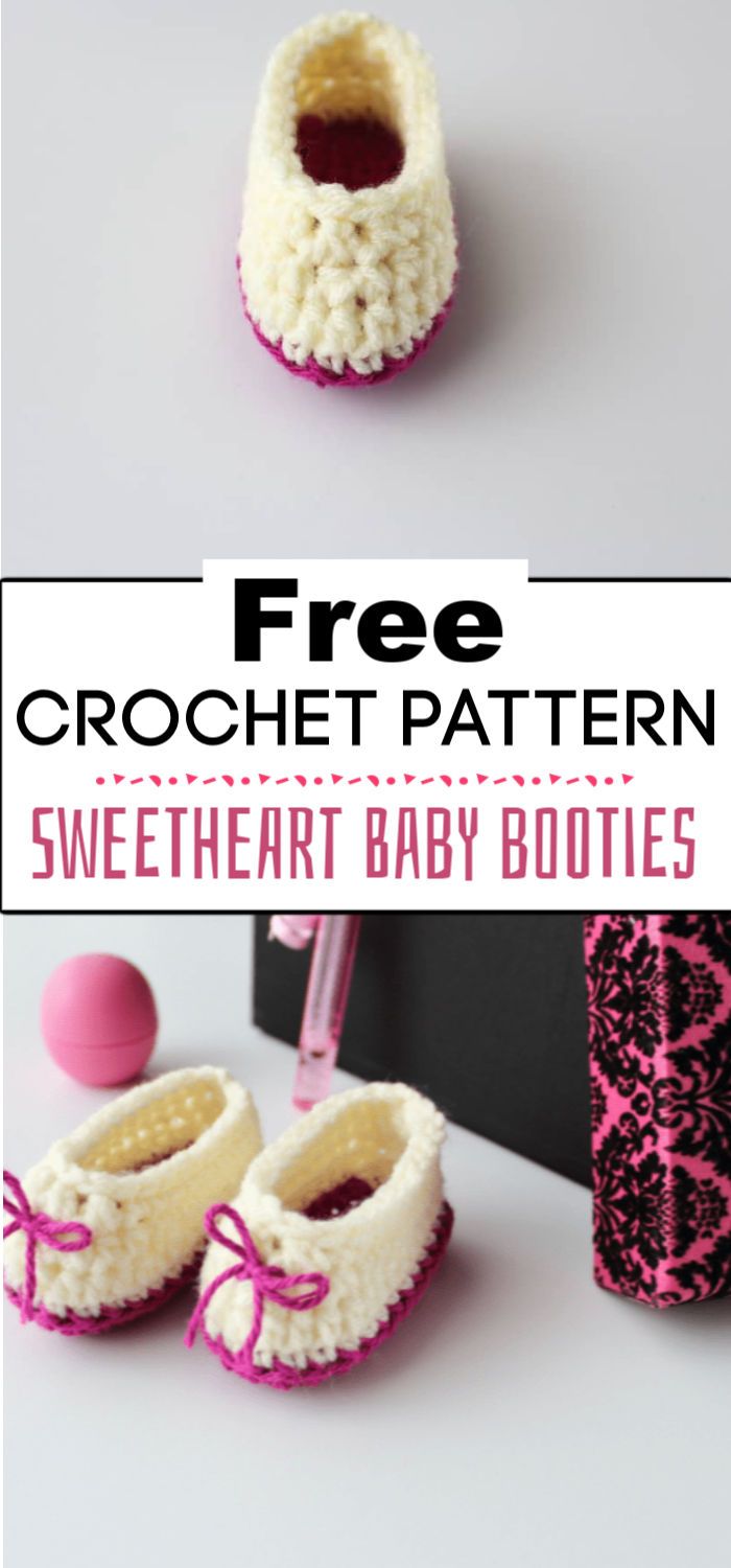 9. Sweetheart Crochet Baby Booties Pattern