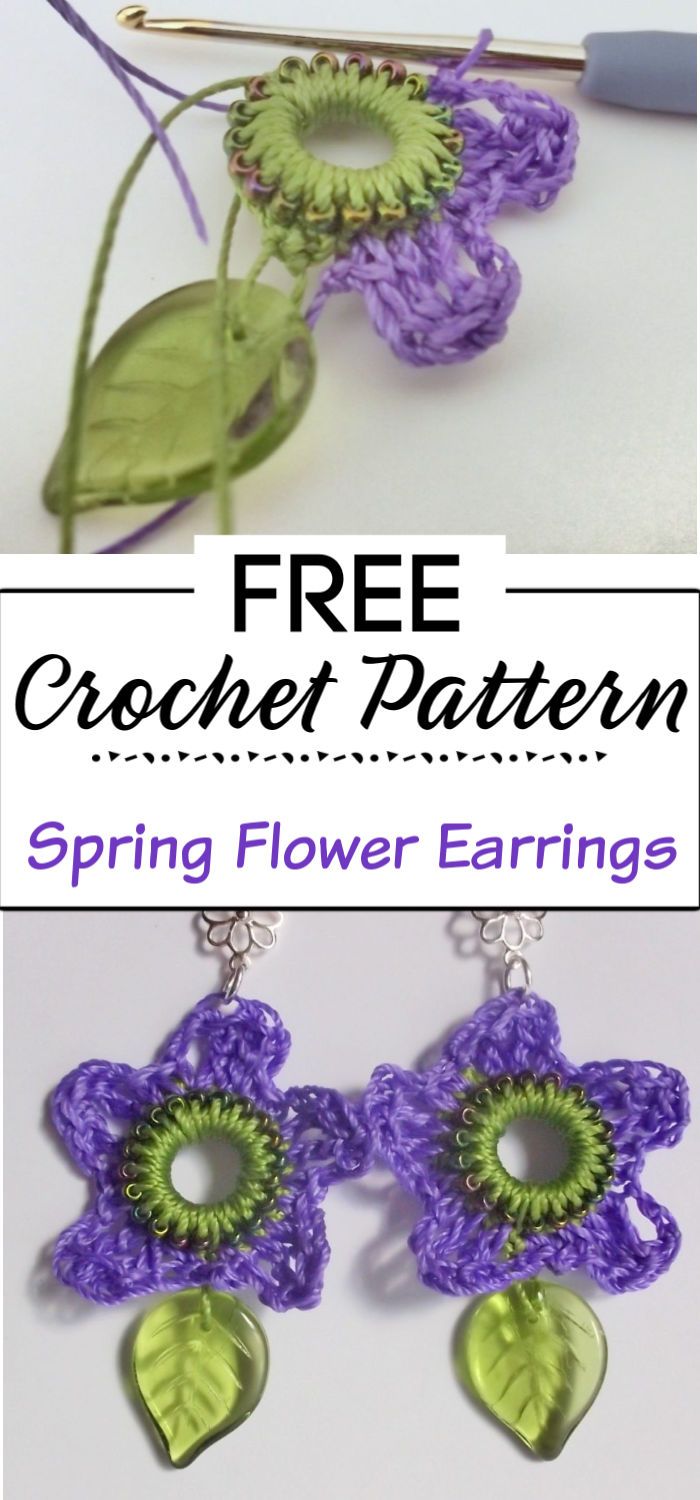 91. Crocheted Spring Flower Earrings