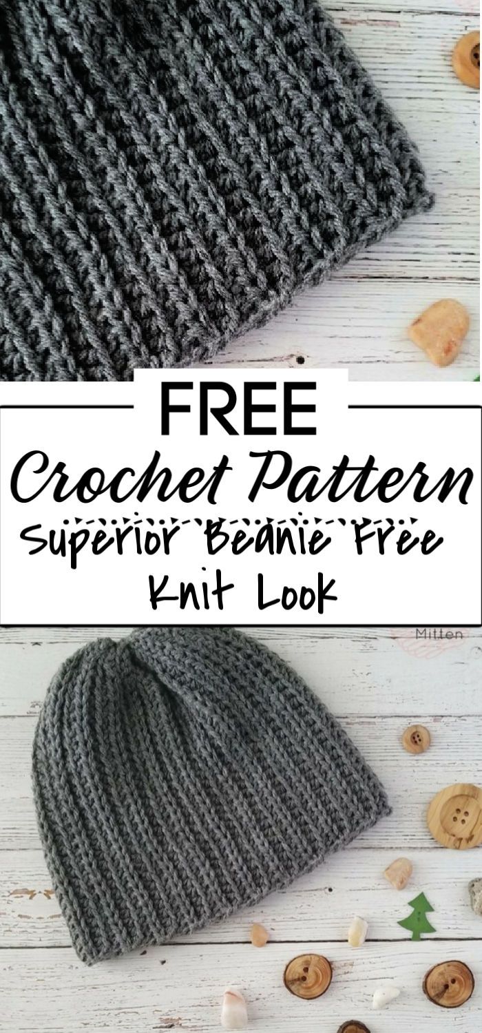 91. The Superior Beanie Free Knit Look Crochet Pattern