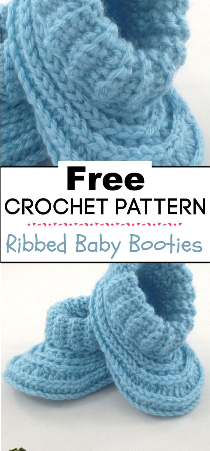 96. Ribbed Baby Booties Free Crochet Pattern