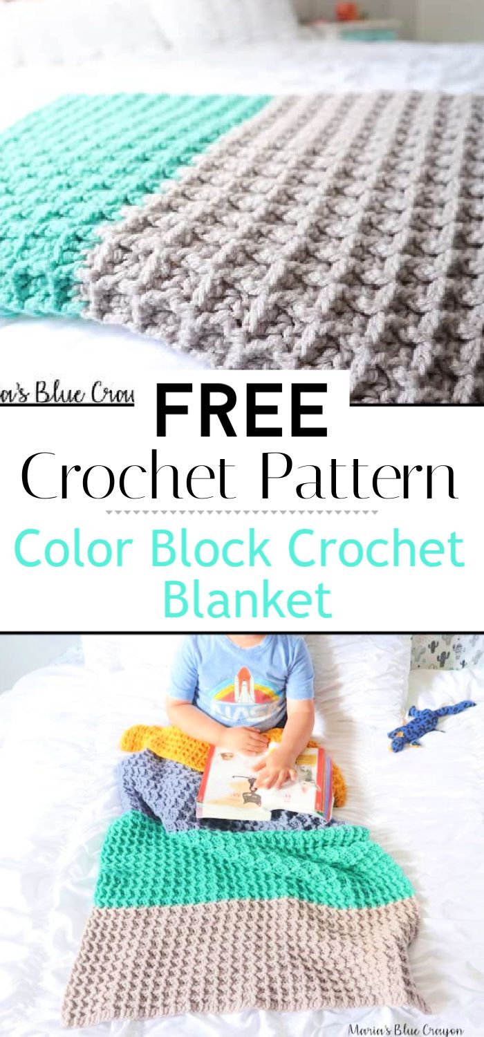 1. Color Block Crochet Blanket Free Crochet Pattern