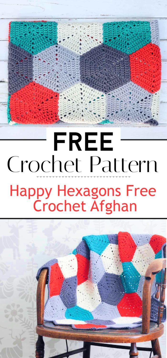 3. Happy Hexagons Free Crochet Afghan Pattern