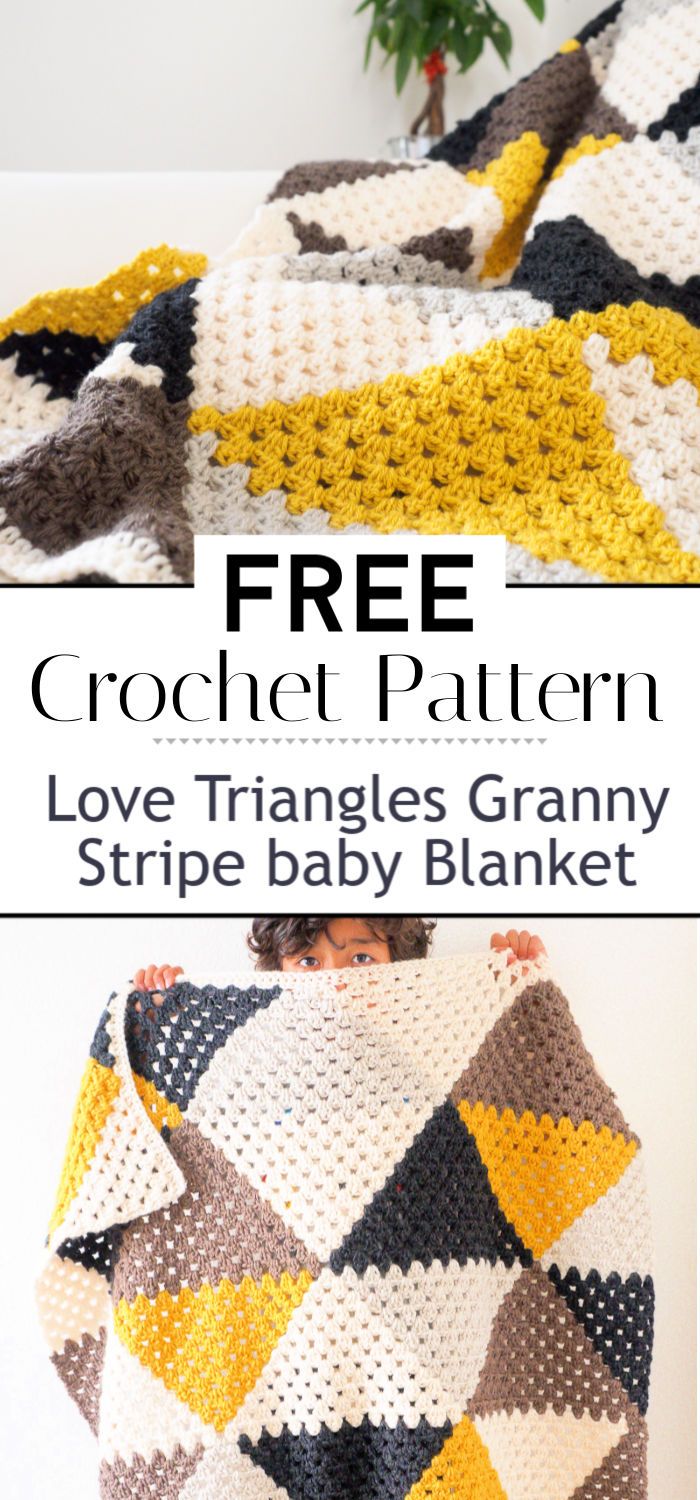 4. Love Triangles Granny Stripe baby Blanket