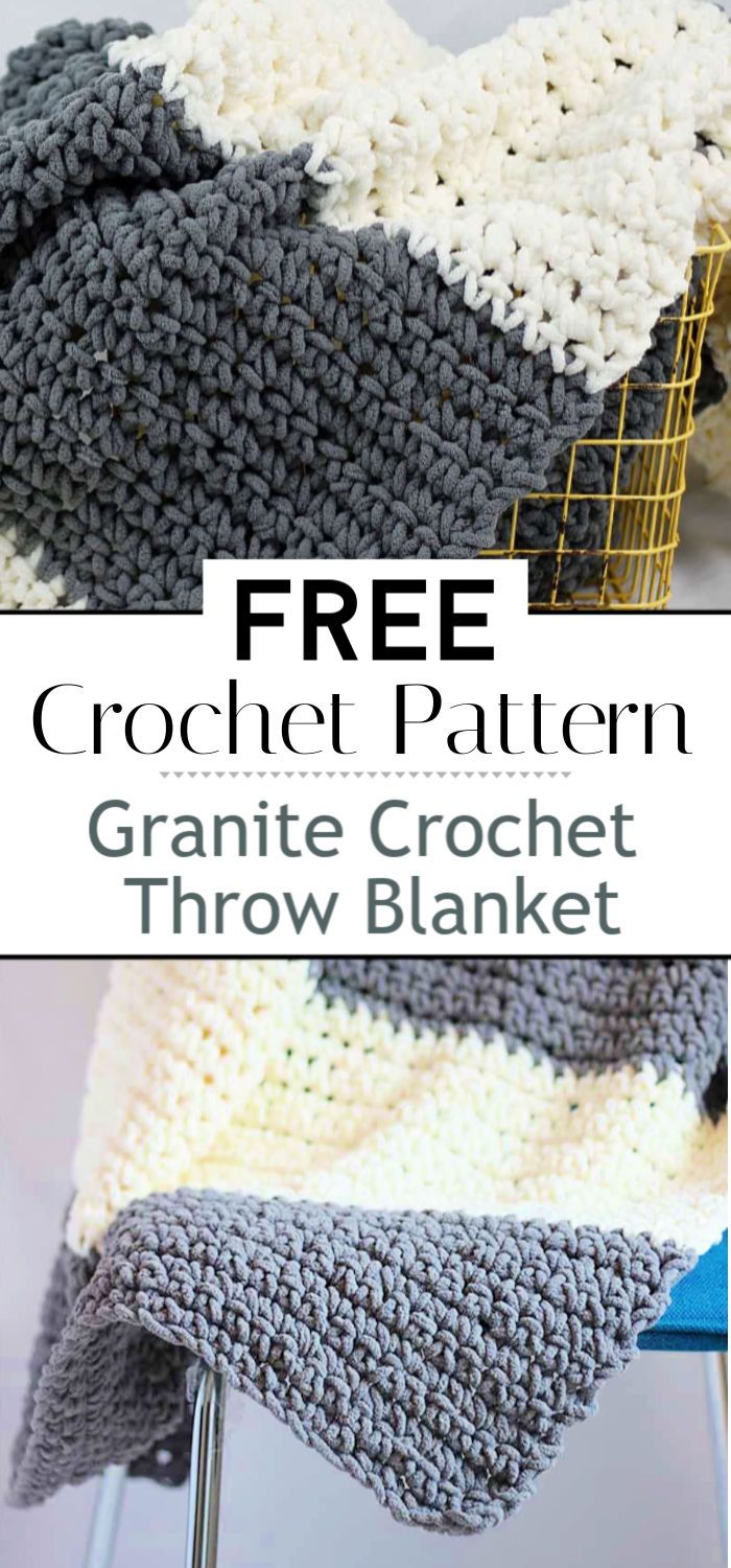 6. Granite Crochet Throw Blanket Pattern