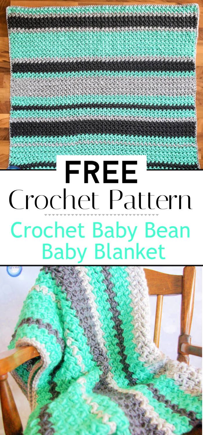 7. Crochet Baby Bean Baby Blanket Free Pattern