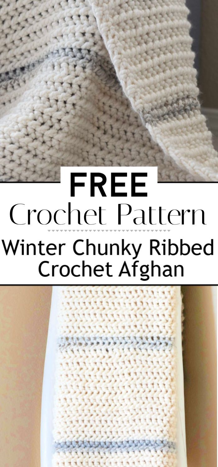 8. Winter Chunky Ribbed Crochet Afghan Pattern