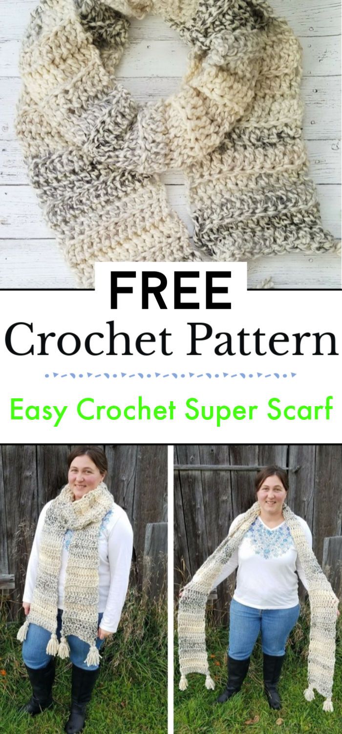 96. Easy Crochet Super Scarf Free Crochet Pattern
