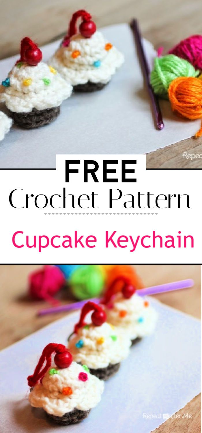 Crochet Cupcake Keychain Pattern