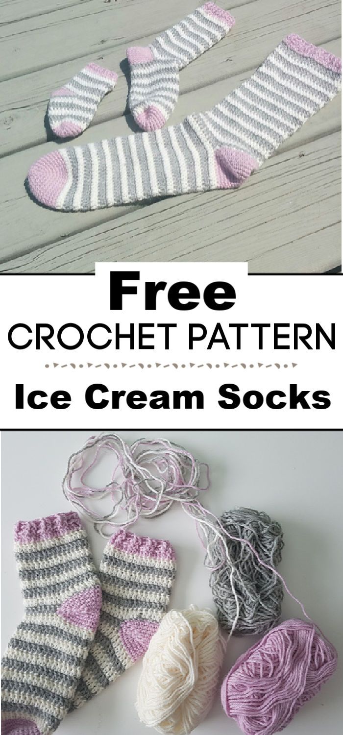 Crochet Pattern Ice Cream Socks
