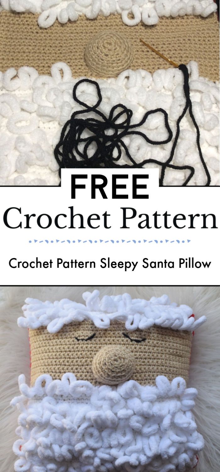 Crochet Pattern Sleepy Santa Pillow