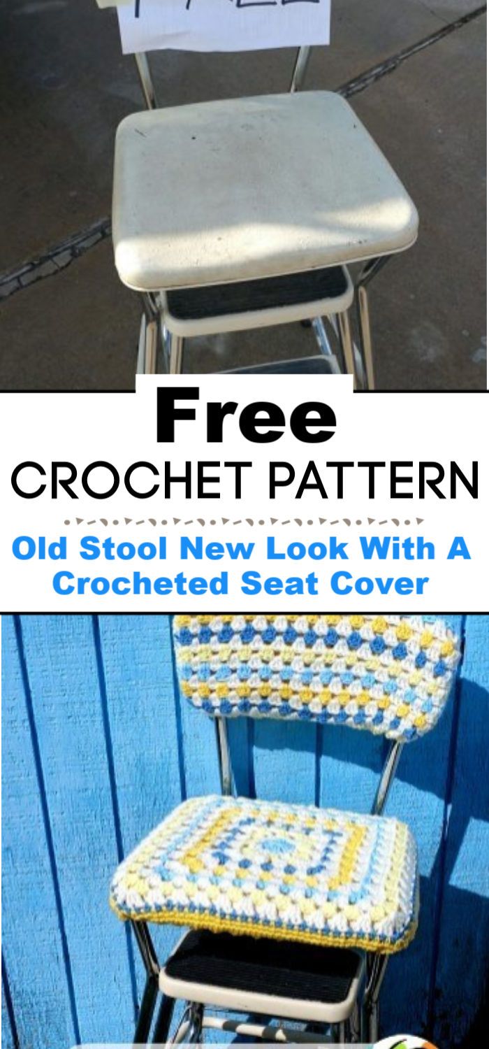 Diy Old Stool New Look With A Crocheted Seat Cover