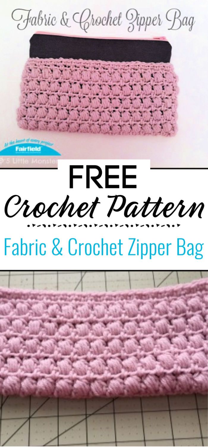 Fabric Crochet Zipper Bag