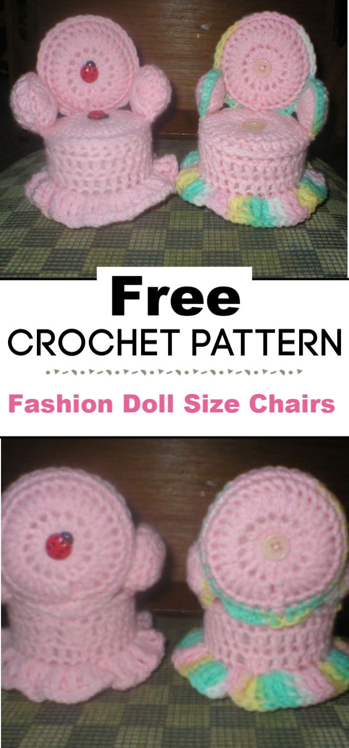 Fashion Doll Size Chairs in Crochet