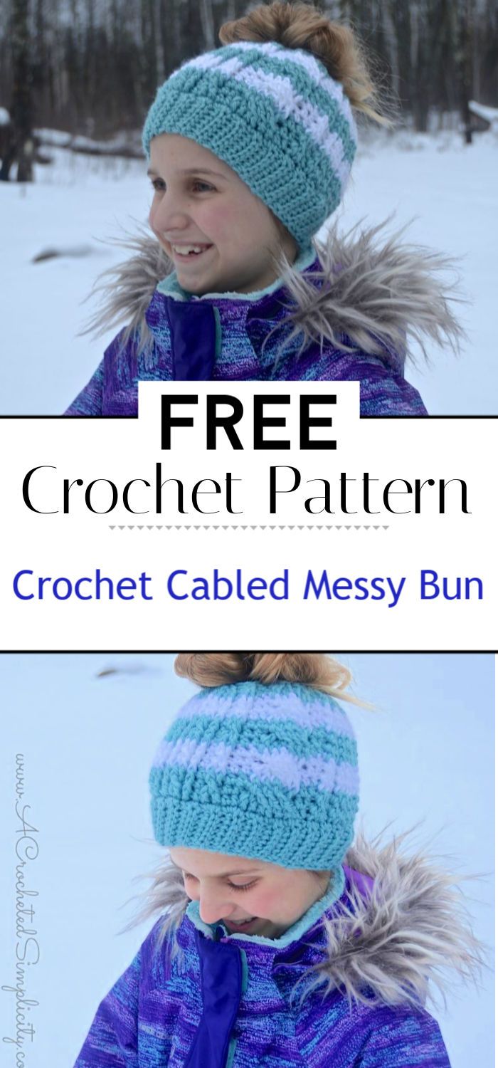 Free Crochet Pattern Crochet Cabled Messy Bun