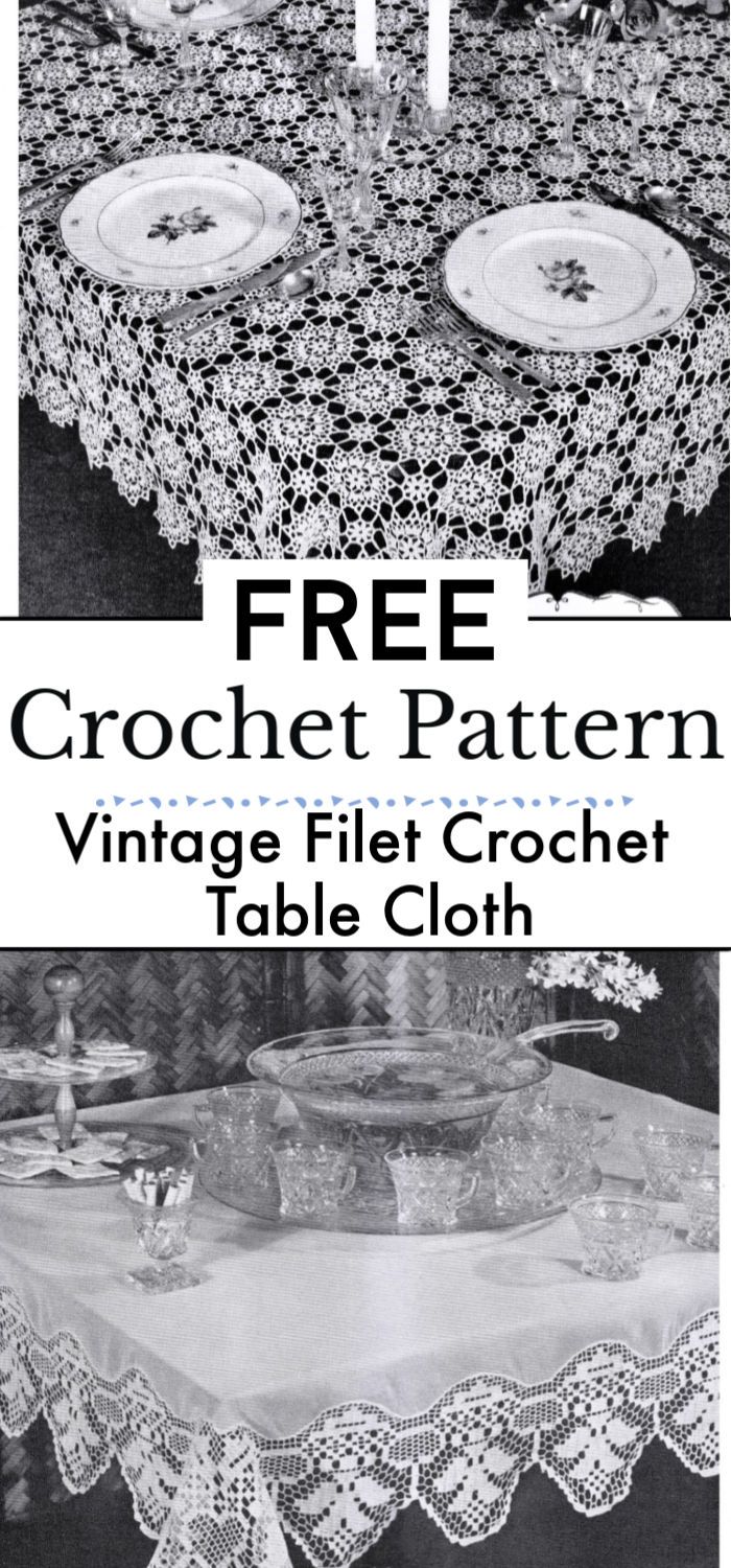 Free Vintage Filet Crochet Table Cloth Pattern