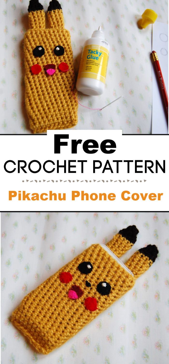 Pikachu Phone Cover Free Crochet Pattern