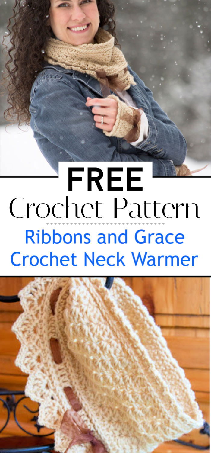 Ribbons and Grace Free Crochet Neck Warmer Pattern