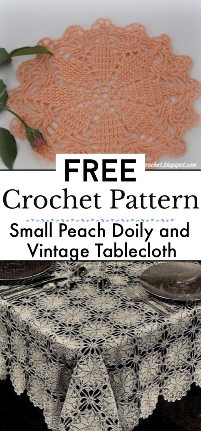 Small Peach Doily and Vintage Tablecloth Pattern