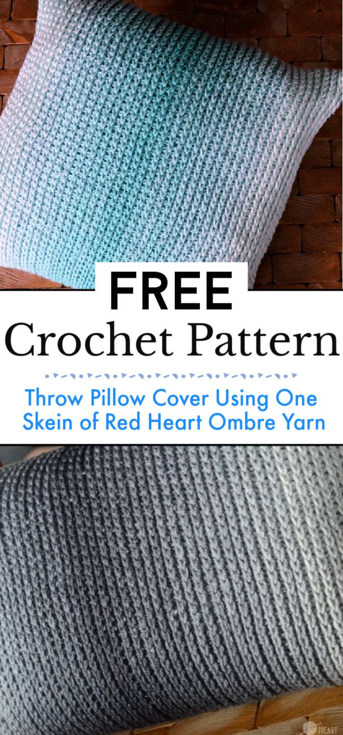 Throw Pillow Cover Crochet Pattern Using One Skein of Red Heart Ombre Yarn
