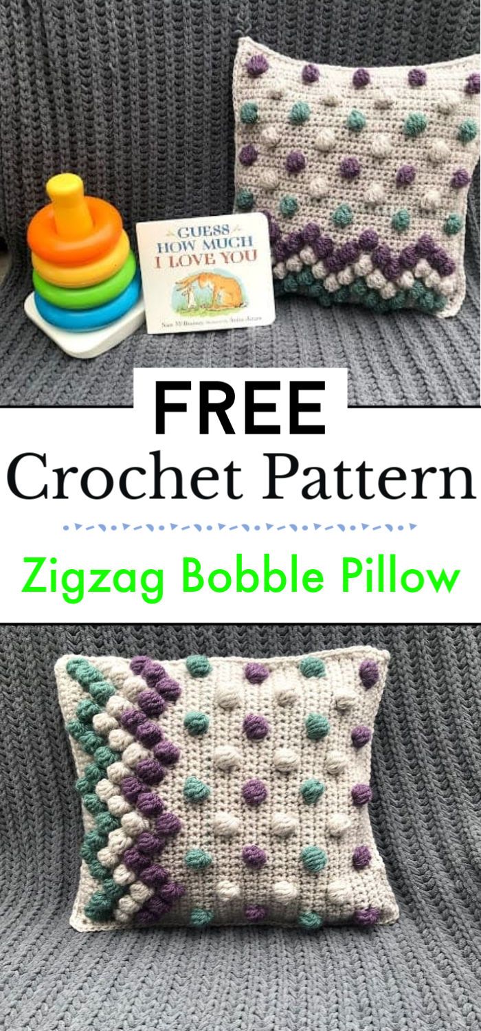 Zigzag Bobble Pillow A Free Crochet Pattern