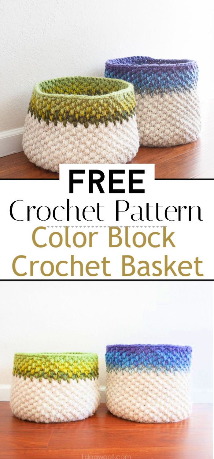 Crochet Color Block Basket Pattern