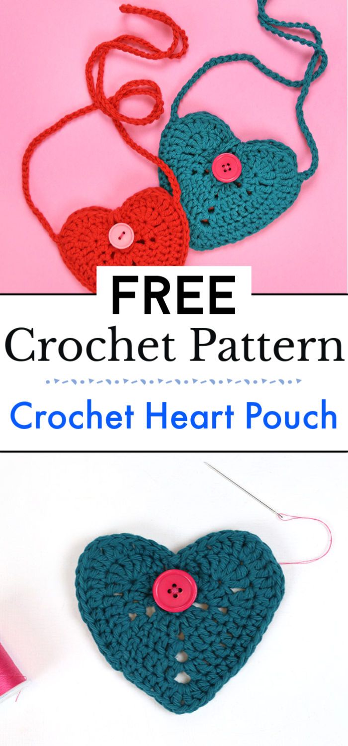 Crochet Heart Pouch Pattern
