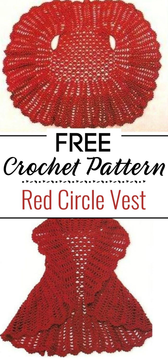 Crochet Red Circle Vest