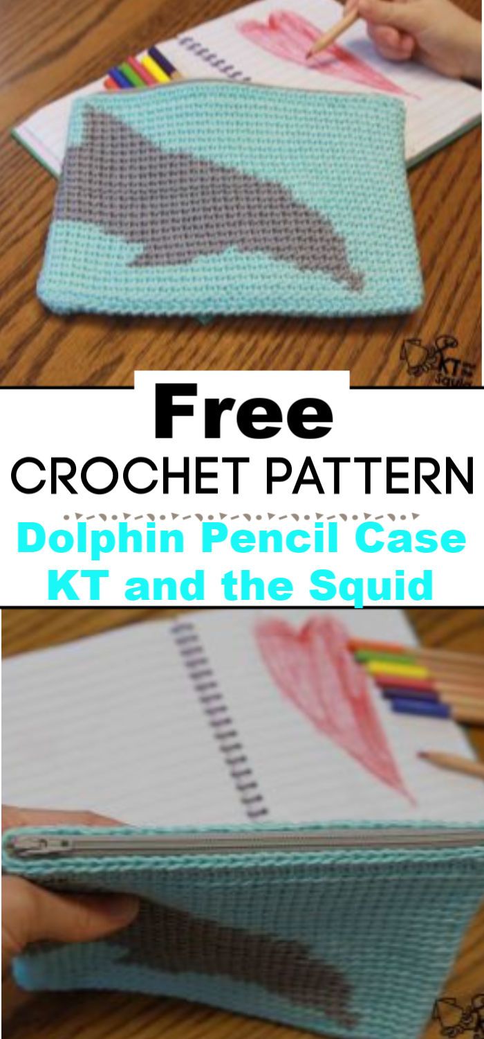 Dolphin Pencil Case Free Crochet Pattern KT and the Squid