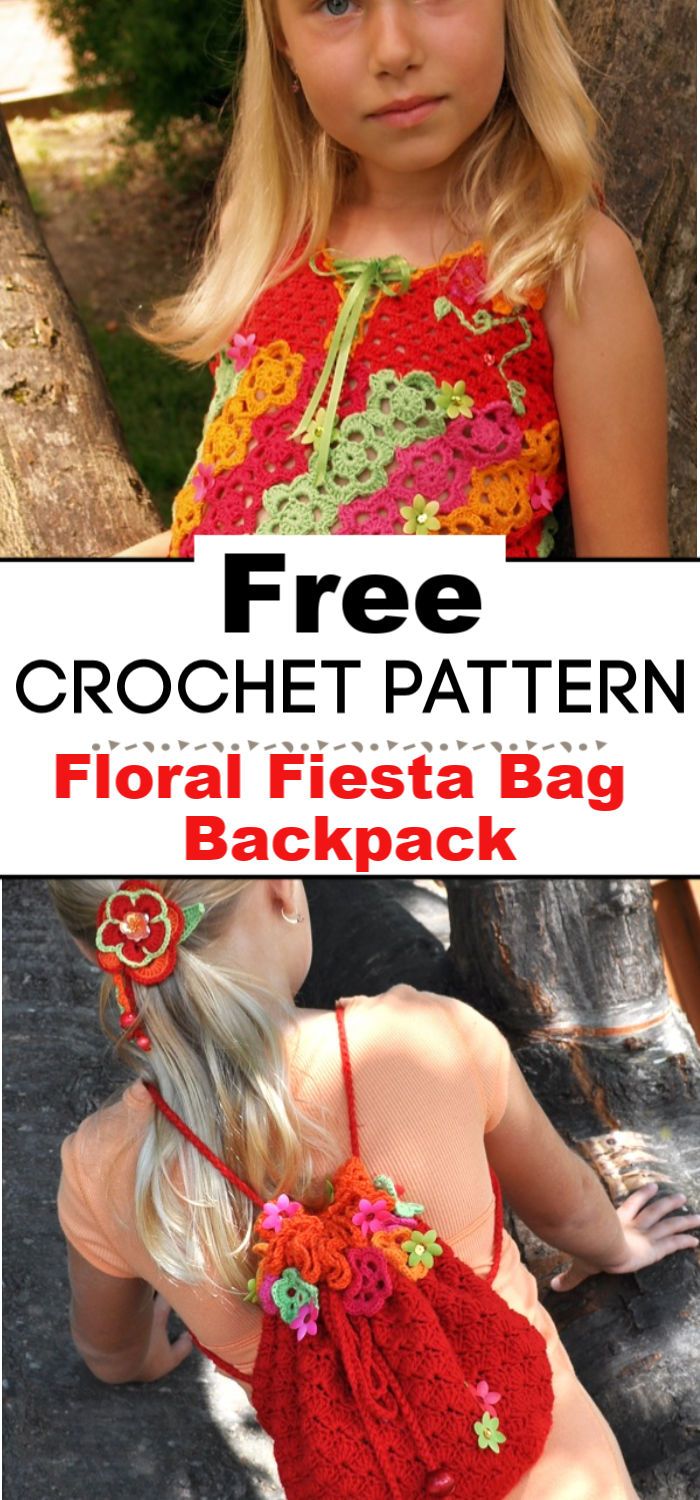 Floral Fiesta Crochet Bag Backpack Free Pattern for Kids