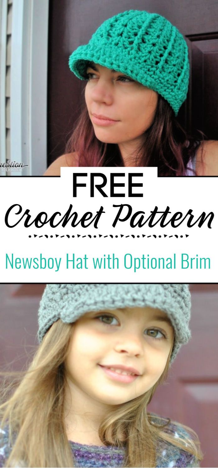 Free Crochet Newsboy Hat Pattern with Optional Brim
