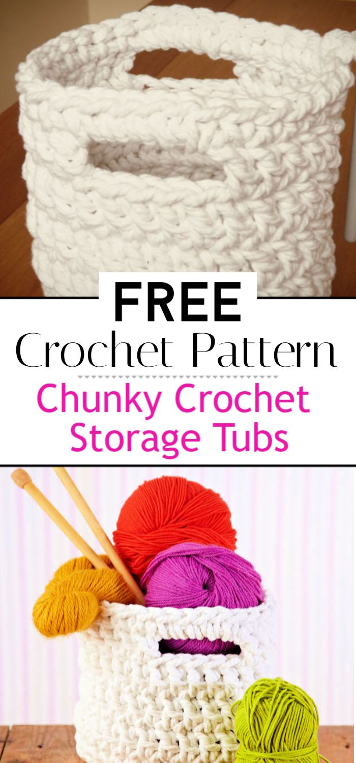 Free Crochet Pattern Chunky Crochet Storage Tubs
