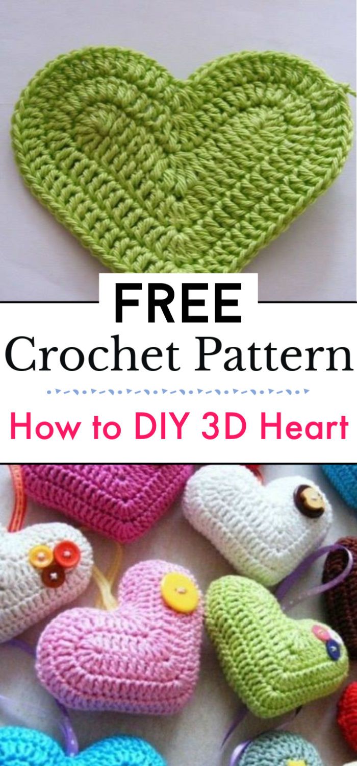 How to DIY Crochet 3D Heart Free Pattern