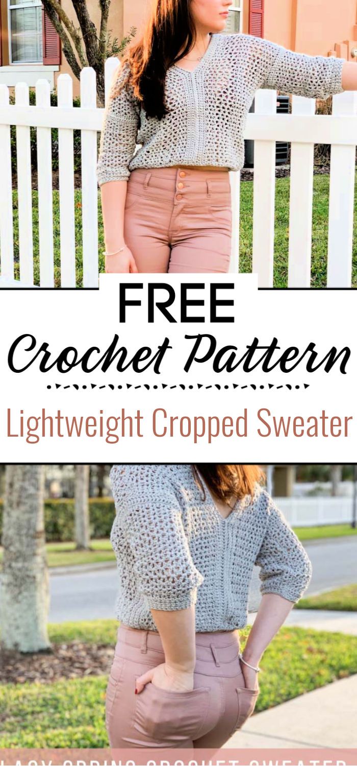 Lightweight Cropped Crochet Sweater Free Pattern