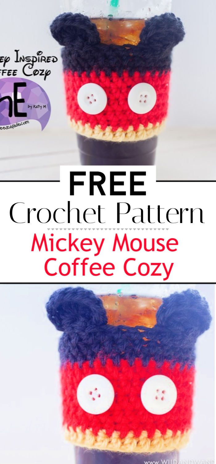 Mickey Mouse Coffee Cozy Free Crochet Pattern