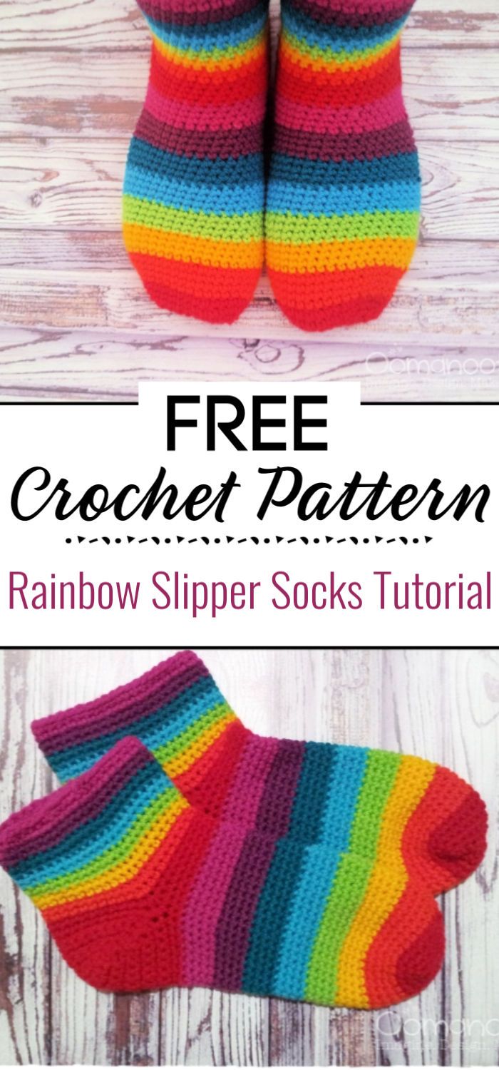 Rainbow Slipper Socks Tutorial