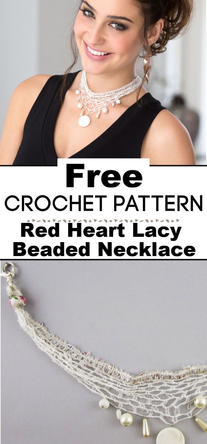 Red Heart Lacy Beaded Necklace