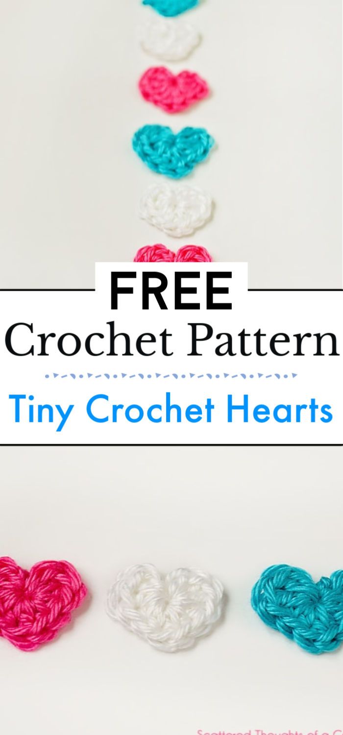 Tiny Crochet Hearts With Pattern