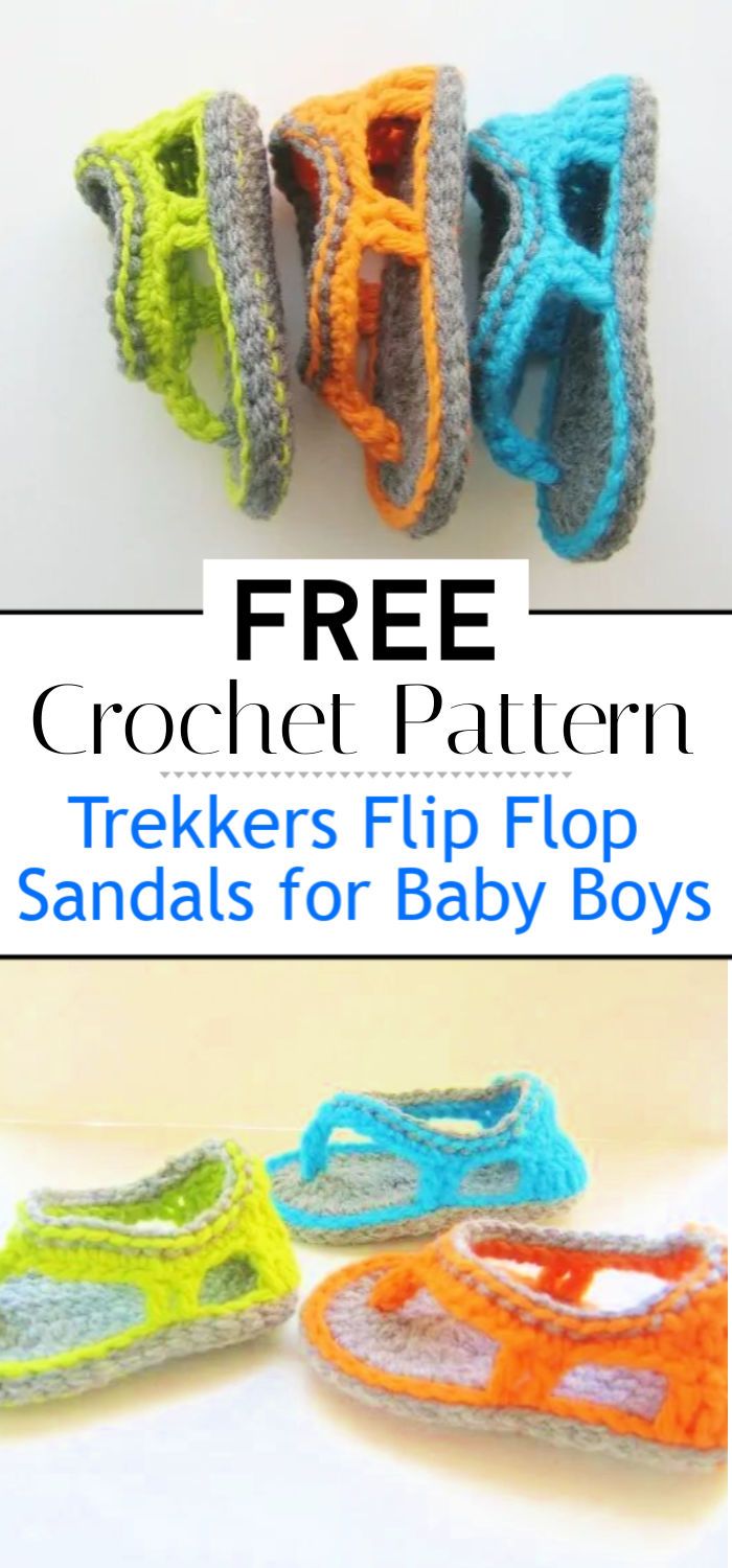 Trekkers Crochet Pattern Flip Flop Sandals for Baby Boys