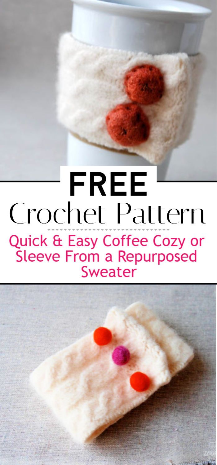 Tutorial Quick Easy Coffee Cozy or Sleeve from a Repurposed Sweater