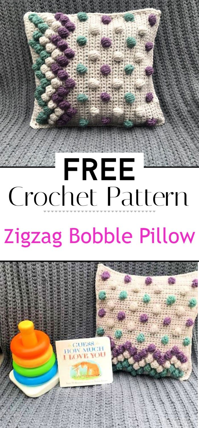 Zigzag Bobble Pillow A Free Crochet Pattern