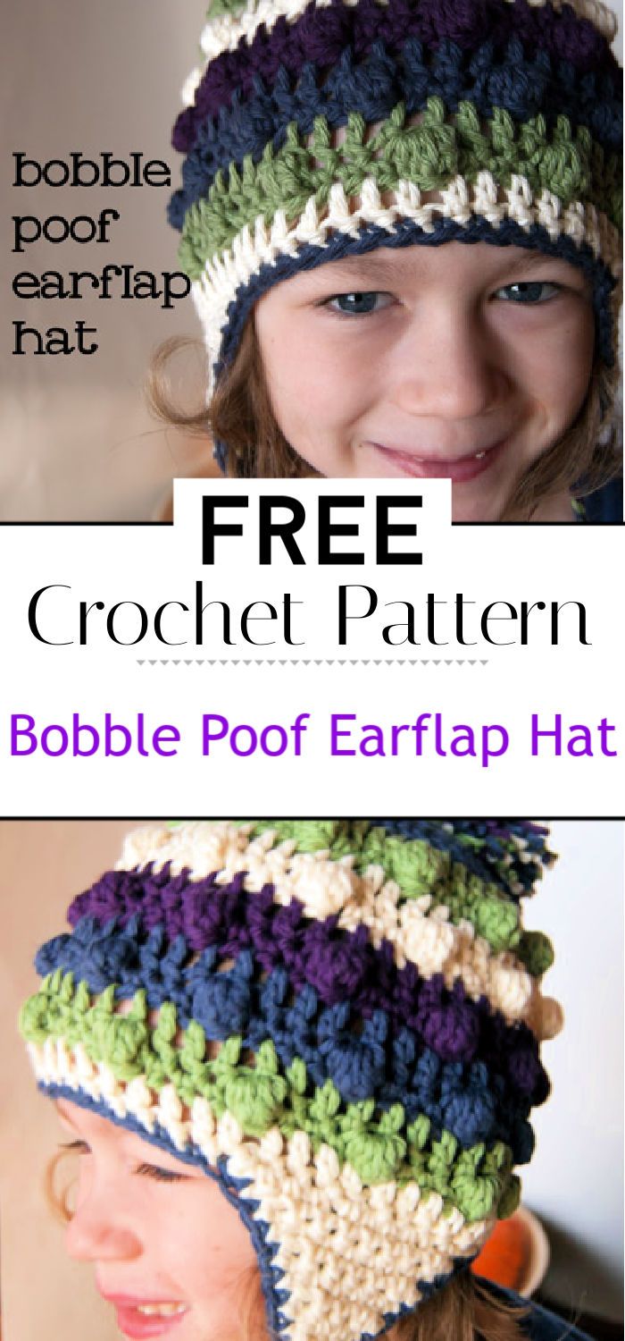 Bobble Poof Crochet Earflap Hat
